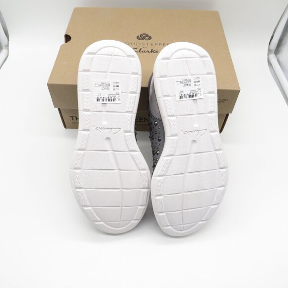 Clarks Womens Cloudsteppers Gray Sneakers With Rhinestone Accents Size 6 NEW - Picture 6 of 7